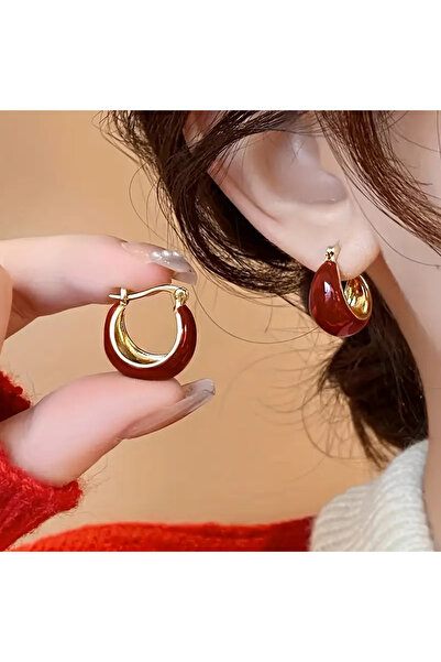 SEVAS GOLD Gold Color Women's Luxury Enamel Hoop Earrings