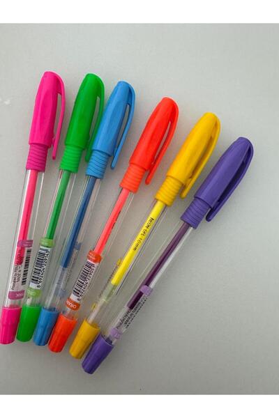 Pensan Ballpoint Pen Gel Pvc 1.0 mm Neon 6 Pieces Mixed Color