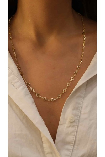 Jerie Gold Yonca Detay Zincir Kolye (50cm)