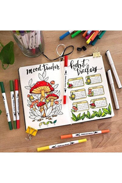 Ohuhu Maui Series Set 36 Markere, Baza Apa, Dual Tips Brush&Fineliner, Multicolor