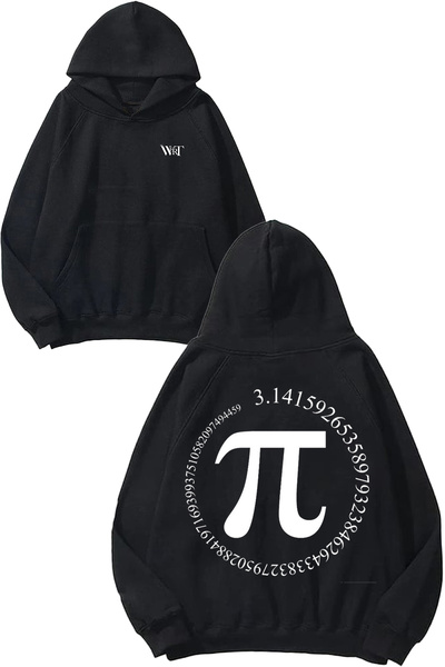 THEWERT Mathematics Pi 1 Design Back Printed Black Hooded Sweatshirt