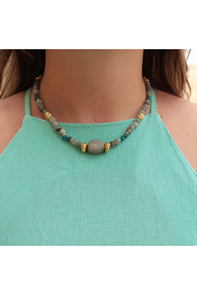 B Design jewelry Labradonit ve Apatit Taşı Kolye