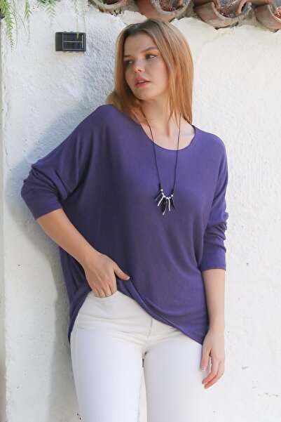 Chiccy Ιταλική μπλούζα με μακρύ μανίκι με λεπτή πλεκτή μπλούζα μονόχρωμη 78 63