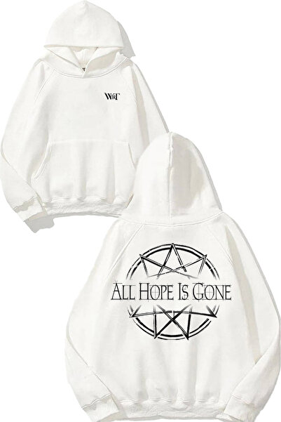 THEWERT Hanorac alb cu glugă cu imprimeu pe spate Slipknot Rock Music 12 Design