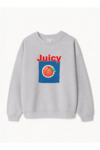 Disante Women's Oversize Fit Sweatshirt Juicy Printed – Crew Neck, 3 Thread Fleece