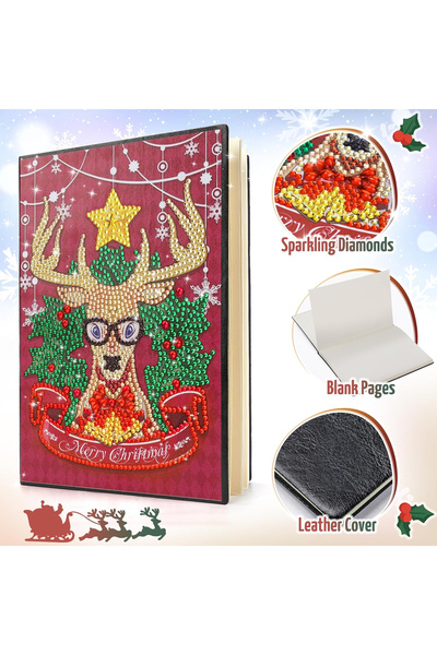 OEM 5D diamond painting, adults, children, set of 2 pieces A5, Reindeer and Santa Claus
