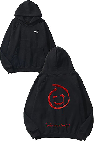 THEWERT Red John the Mentalist 3 Design Back Printed Black Hooded Sweatshirt