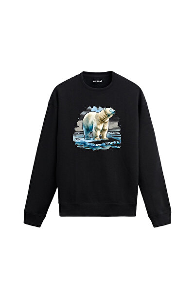 Colermi سويت شيرت مطبوع عليه دب القطب ذو طابع طبيعي