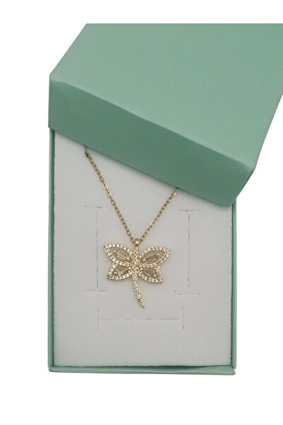 Bijuty Dragonfly Necklace with Steel Chain - Gold Color