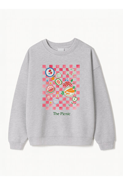 Disante Hanorac oversize pentru femei The Picnic Printed – Gât cu gât rotund,...