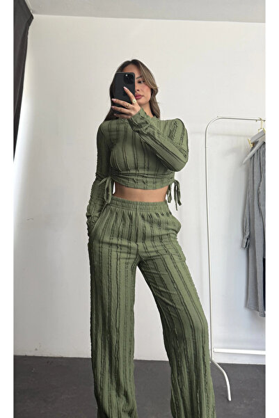 nona butik Janna Shirred Suit - Green