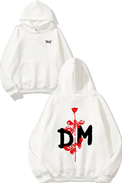 THEWERT Depeche Mode 1 Design Back Printed White Hooded Sweatshirt