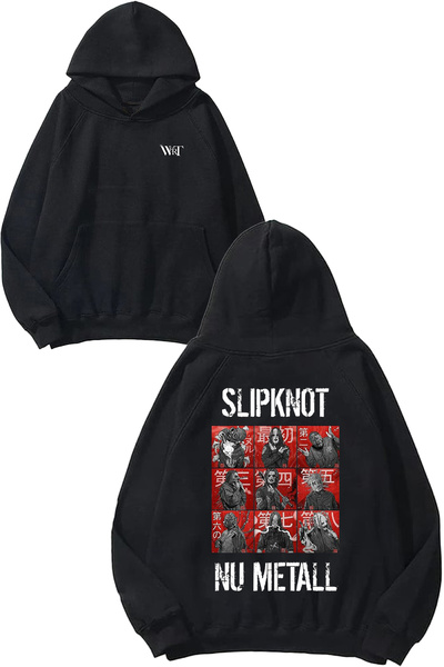 THEWERT Slipknot Rock Music 10 Design Back Printed Black Hooded Sweatshirt