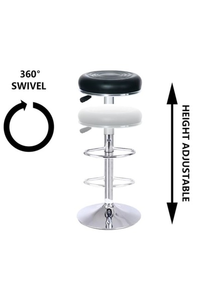 AWF AL WADI FURNITURE Round Bar Stool Counter Adjustable Height PU Leather Bar Chair for Kitchen Dining Living Spa, Black