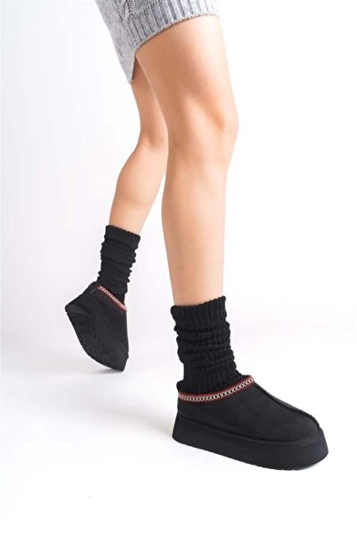 Difolia Women's Egel Black Suede Flat Sole Women's Shoes - Ankle Boots