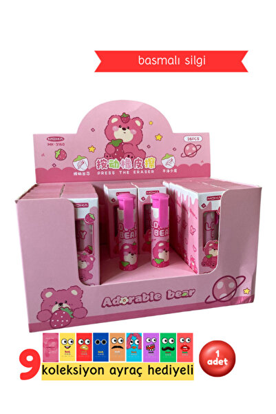 Pembe Pasaj Eraser - Stick Eraser - Cute Bear Press Eraser