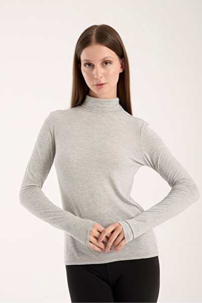 G-FOX Γυναικεία μπλούζα με λεπτό πλεκτό ζιβάγκο – ελαστική και απαλή υφή 3012