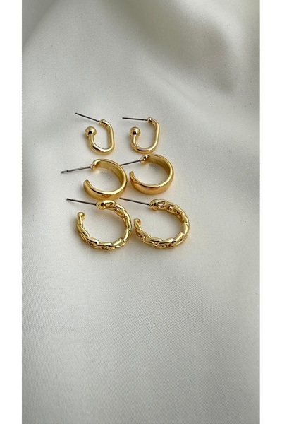 GREENSEA Women's Gold 3-Piece Earring Set