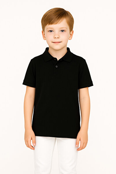Sibel Günay Butik Παιδικό μπλουζάκι με λαιμόκοψη πόλο |   Μαύρο |   100% βαμβ...