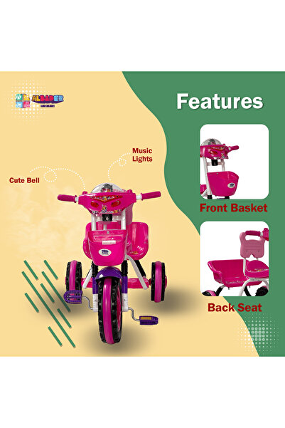 ALBADER Tricycle for Kids With Double Seat, Tricycle for Children, 3 Wheels Bike, Bicycle For Kids