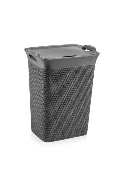 Omnipazar SY-4630 Plastik Safir Kirli Çamaşır Sepeti 55 lt Antrasit