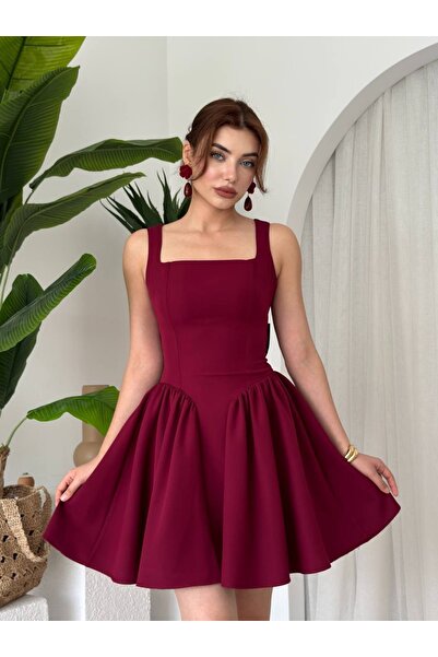 ETİKAFASHION Sırt Fiyonk Detaylı Kadın Mini Kloş Elbise