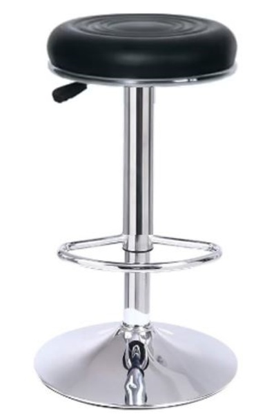 AWF AL WADI FURNITURE Round Bar Stool Counter Adjustable Height PU Leather Bar Chair for Kitchen Dining Living Spa, Black