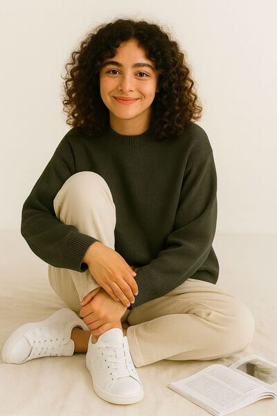 YUGA KNİTTİNG PULOVER DE TRICOTAT DE BAZĂ CU Gâtul Crew, Textura Moale, Mărim...