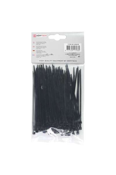 Höfftech Set of 100 pcs - Plastic Cable Ties, 100 mm x 2.5 mm, black color, Hofftech, UV resistant