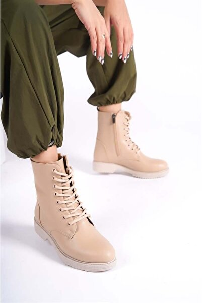 Difolia حذاء بوت نسائي بسحاب ورباط ونعل غير قابل للانزلاق 2306