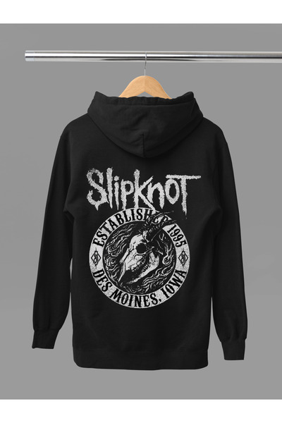 MAGORS سترة روك قطنية مطبوعة بأكمام طويلة وقلنسوة بثلاث خيوط من سليبكنت