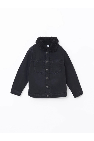 LC Waikiki Lcw Kids Black Fur Boys' Jean Jacket