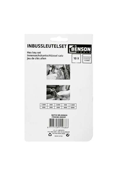 Benson Комплект от 10 шестостенни ключа с пръстен