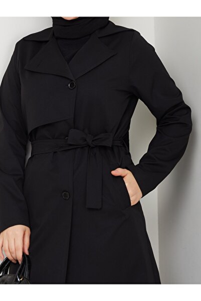 Vibeys Collection Women's Lycra Linen Fabric Trench Coat