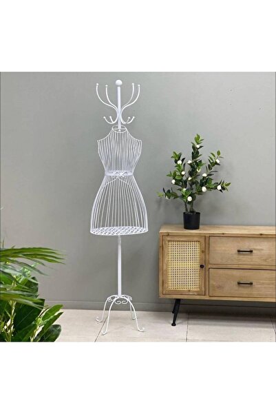 AZAF مانيكان نسائي حديدي نصف طول أبيض 40x29x175 سم