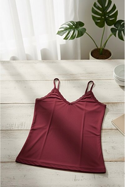 GİYSEM UNDERWEAR KADIN DANTELİ V YAKA ASKILI PENYE ATLET