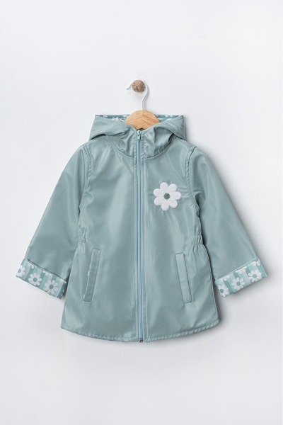 Seramis معطف واق من المطر للأطفال بغطاء للرأس – نمط زهور، مقاوم للماء، بسحاب،...