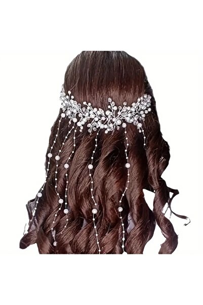 GlassySKY 1 accesoriu elegant pentru păr lung, cu perle și pietre, pentru mir...