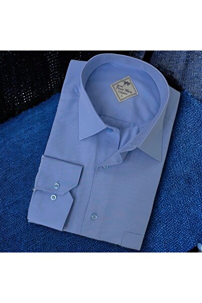 EREN STYLE Linen Linen Classic 100% Cotton Long Sleeve Anti-Sweat Blue Shirt (Regular Fit)