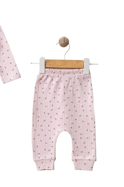 Dumledo Pink Patterned 2-Piece Baby Pajama Set (Top & Bottom)