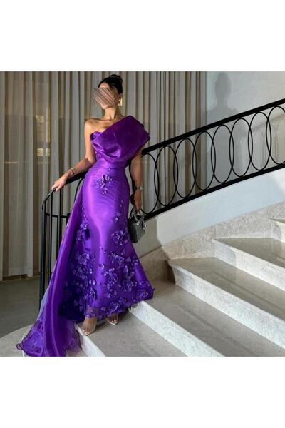 Fashion jewels Purple evening dress