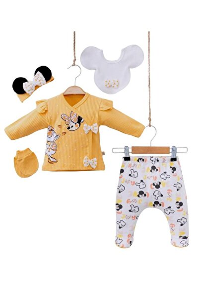 Dumledo Mini Mouse and Duck Daisy Yellow 5-Piece Baby Girl Bodysuit Set