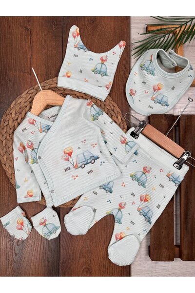 Kids Kingdom Waffle Fabric Cotton Baby Boy 5-Piece Hospital Discharge Set