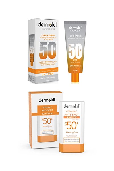 Dermokil Leke Karşıtı SPF 50+ Güneş Kremi 50 ml+ Vitamin C Anti-Spot Sun Stic...