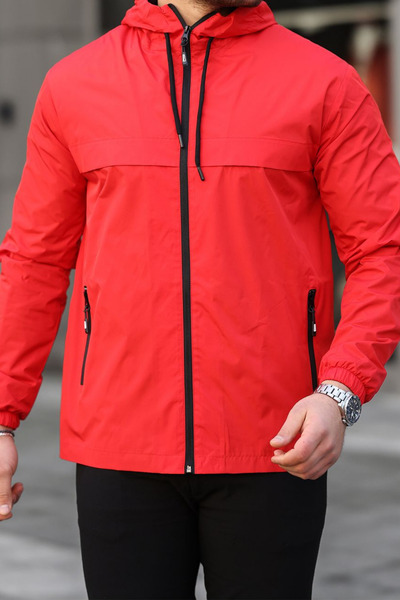 comstar Men's Lined Hooded Red Windbreaker & Raincoat