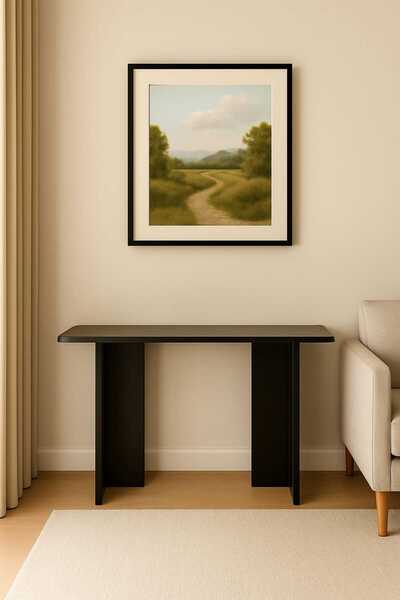 Woody Home Siyah Dresuar, Konsol, Dekoratif Dresuar,Ayaklı Dresuar, 100x82 cm