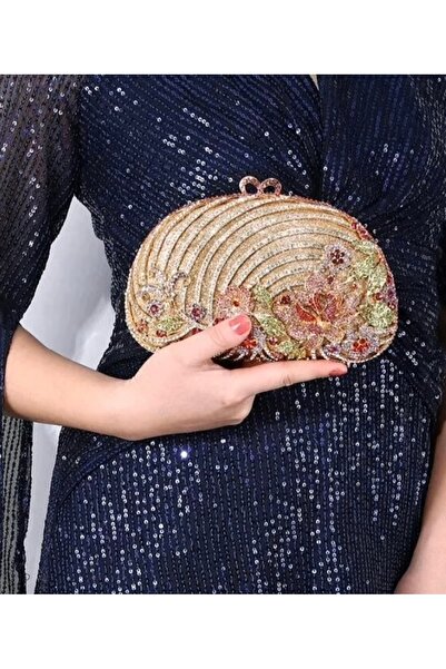 Papillon Floral Clutch Bag Gold