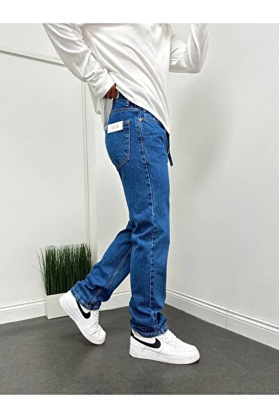 Gambocci Men's Baggy Wide Fit Long Wide High Waist Jeans