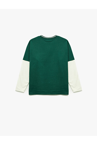 Koton Cotton Embroidery Detailed Long Sleeve Crew Neck T-Shirt