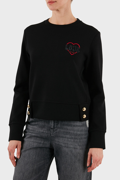 Emporio Armani Cotton Regular Fit Crew Neck Button Detail Sweat Sweat Ew001361 Af10002 Uc